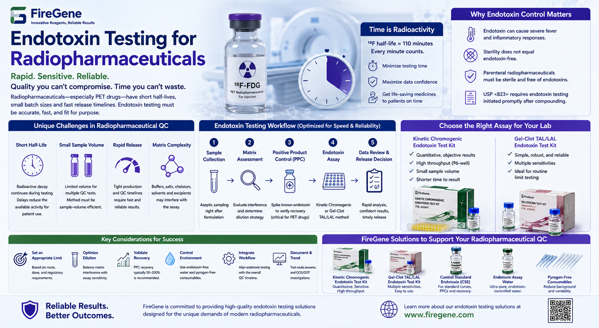 Endotoxin Testing for Radiopharmaceuticals: Why Short Half-Life, Small Sample Volumes, and Rapid QC Create Unique Challenges