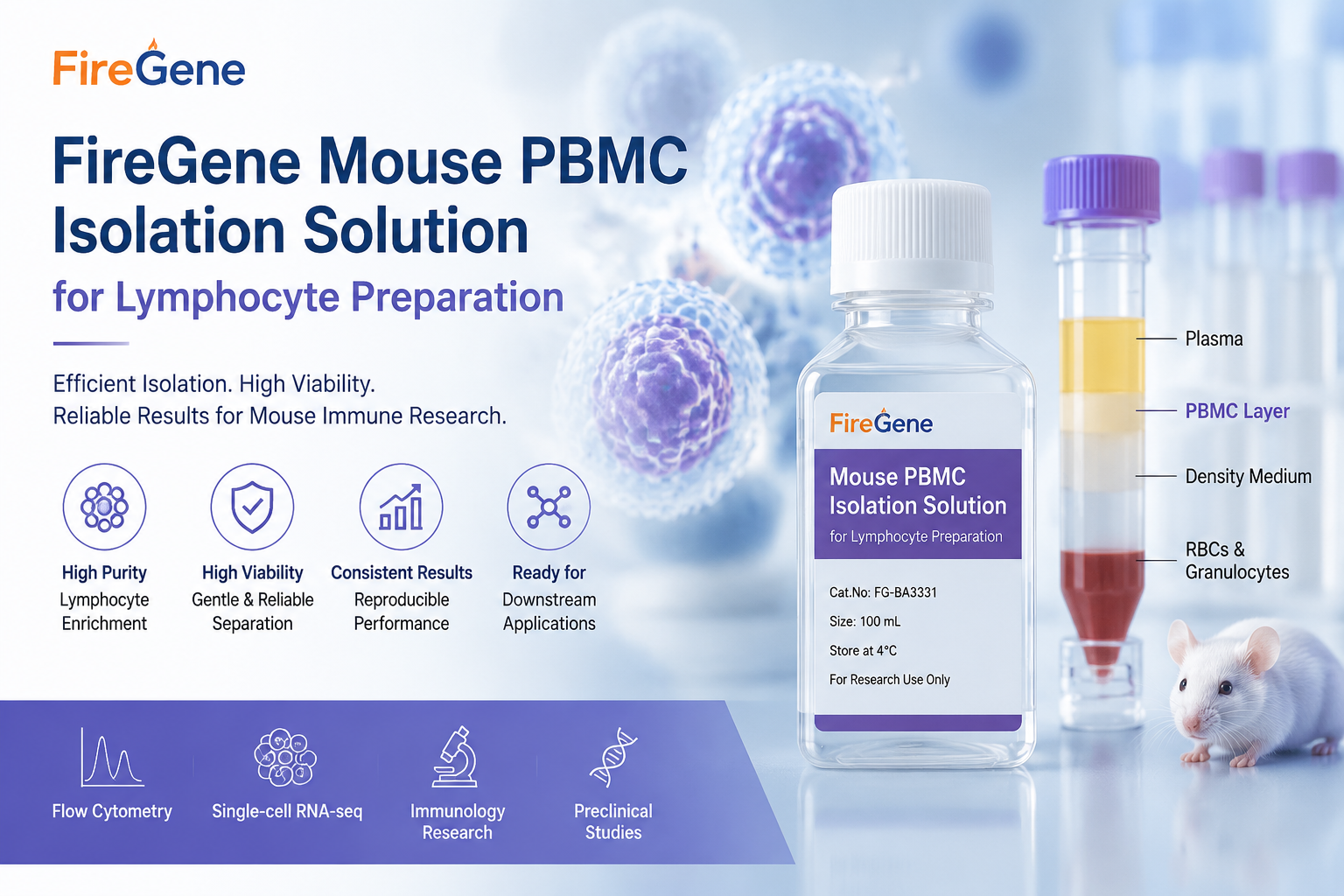 FireGene Mouse PBMC Isolation Solution for Lymphocyte Preparation: A Reliable Tool for High-Quality Immune Cell Research