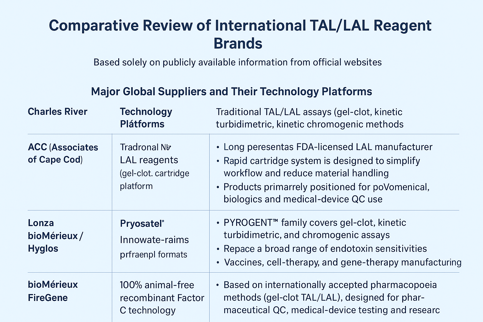 Comparative Review of International TAL/LAL Reagent Brands