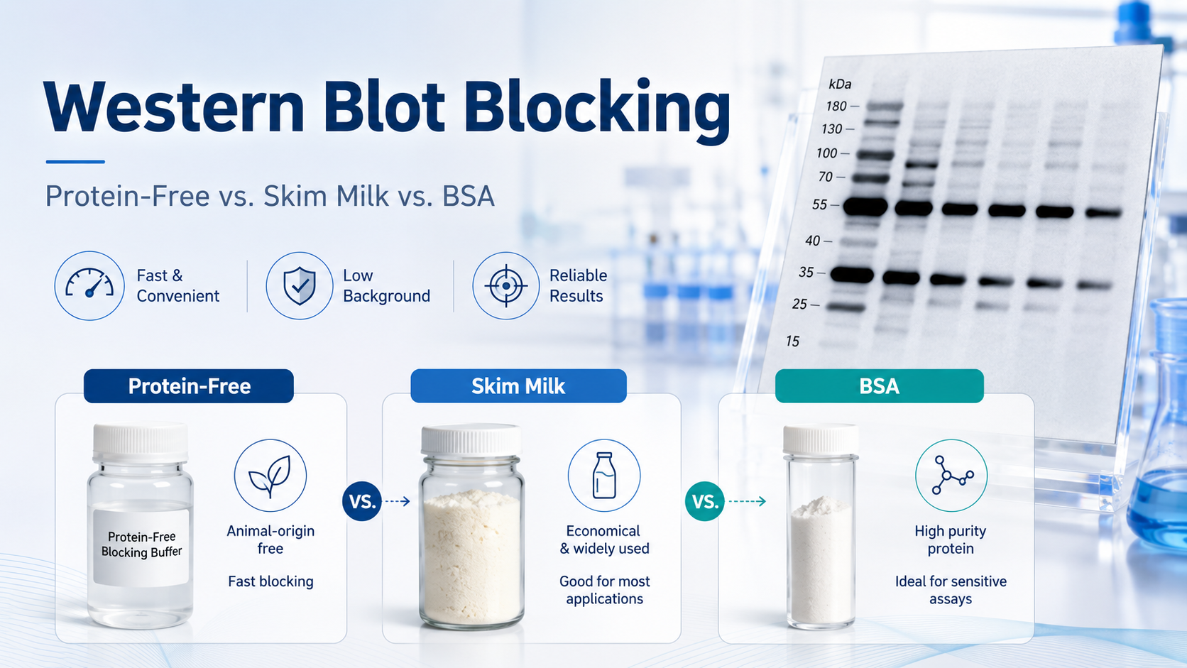 Protein-Free Rapid Blocking Buffer vs. Skim Milk Powder vs. BSA for Western Blot Blocking: Which One Should You Choose?