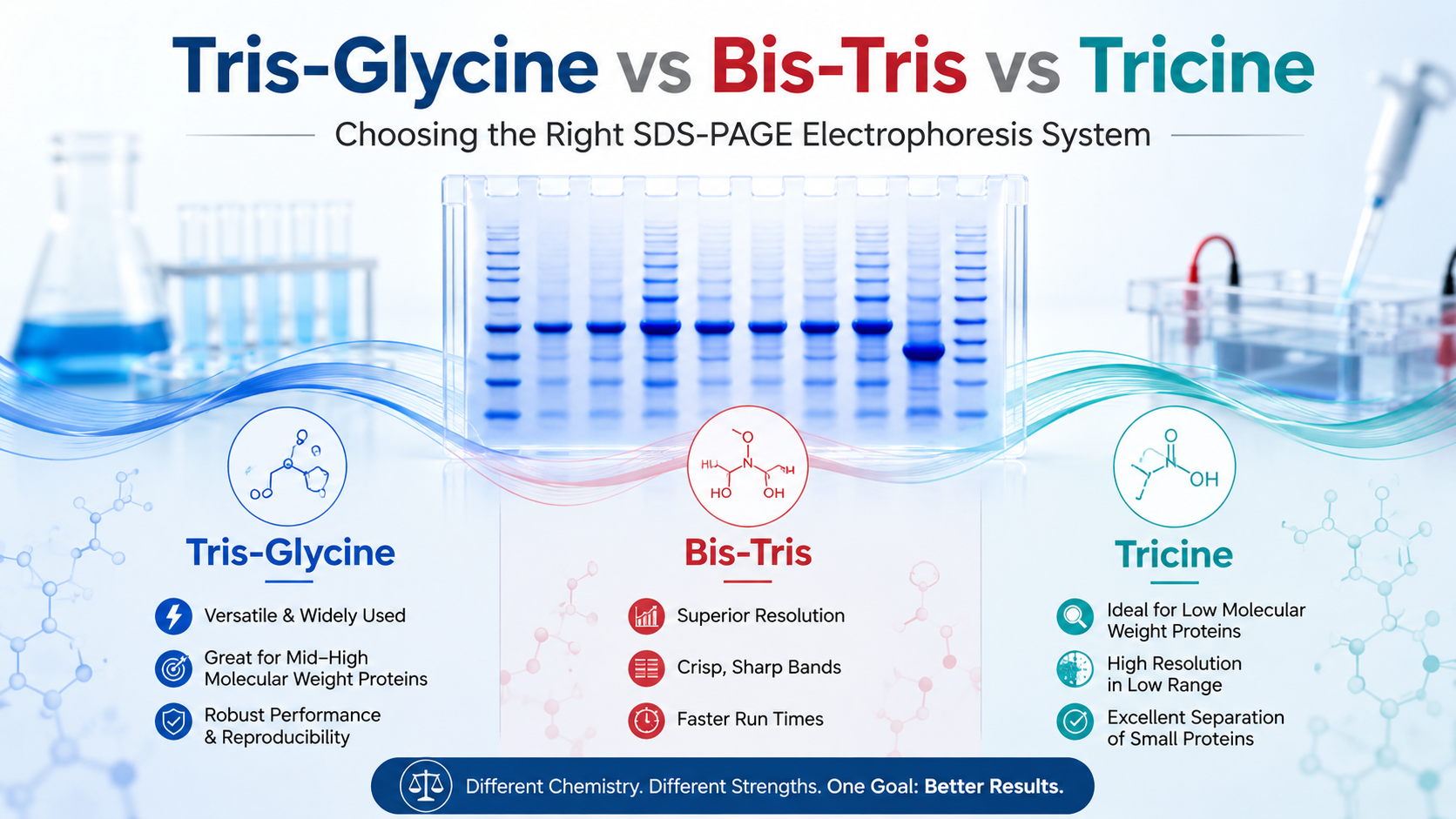 Tris-Glycine, Bis-Tris, and Tricine Electrophoresis Systems: How to Choose the Right SDS-PAGE Buffer System